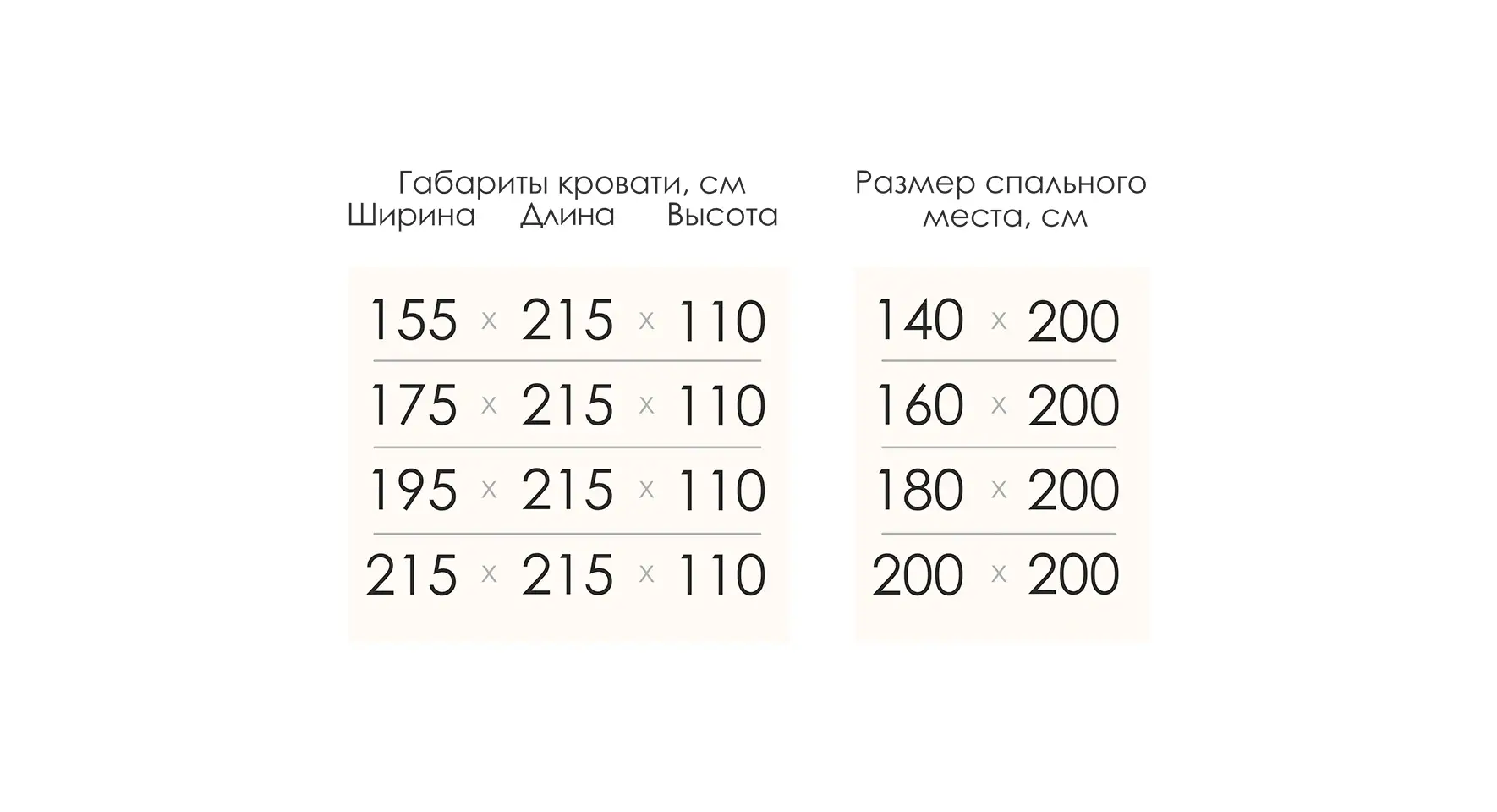 Размеры кровати Аскания