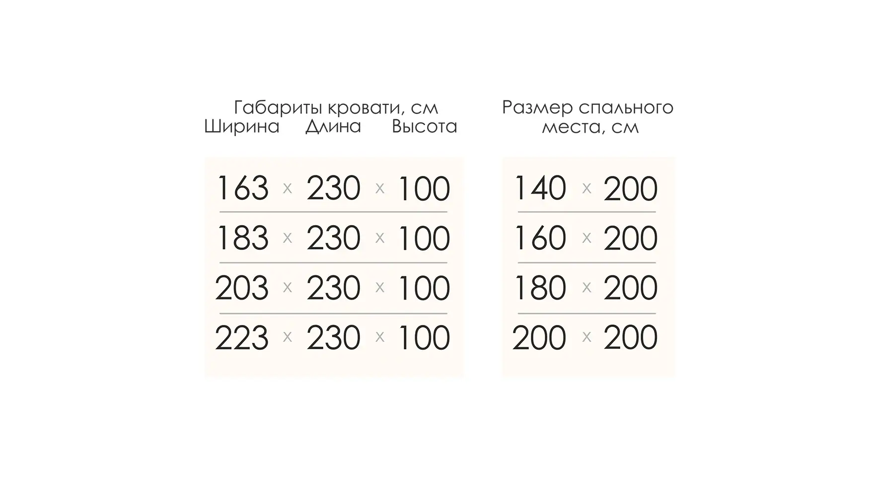 Размеры кровати Лорена